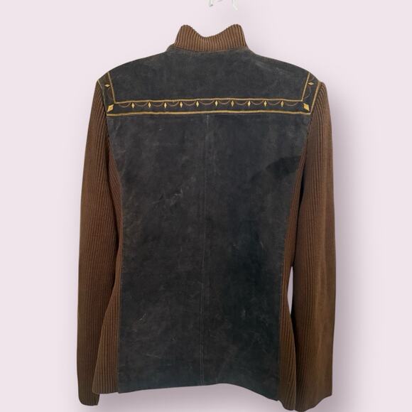 NWT Bob Mackie Wearable Art Suede Leather Sweater Jacket with Detail - Small - Picture 2 of 16